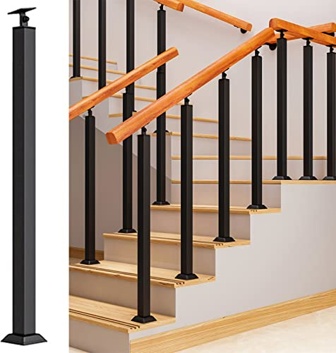 Ringhiera in metallo per interni con palo verticale per scale domestiche e alberghiere in legno con staffa superiore inclinabile e base colonna a balaustra altezza 85,1 cm