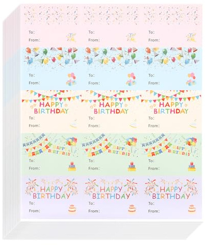 8 Blätter Happy Birthday Geschenkanhänger,Geburtstags Aufkleber mit Namen,Selbstklebende Geschenketiketten,Selbstklebende Happy Birthday Etiketten,für Umschläge und Party Dekoration(Rechteckig)