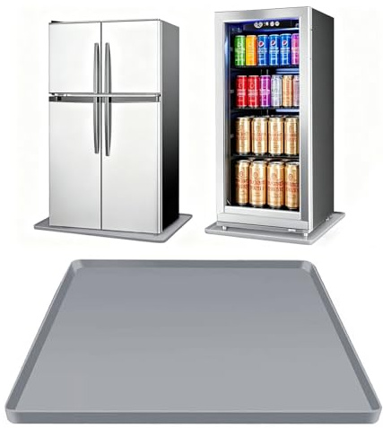 Kühlschrankmatte Silikon mit Erhöhtem Rand Bodenschutzmatte Kühlschrank Antibakterielle Kühlschrankmatten Einlegeboden Matte Bodenmatte Auslaufschutz Grau Silikonmatte Tropfschale Bodenwannen