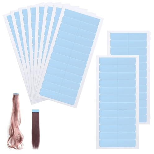 120 Piezas Cinta Adhesiva para el Cabello de Doble Cara, Cintas de Extensión de Cabello para Peluca, 4 x 0,8 cm, Azul
