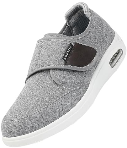 Therapieschuhe Geschwollene Extra Breit Sandalen,Verstellbare Gesundheitsschuhe Verbandschuhe bei geschwollene Füße Reha-Schuhe Ödeme Hausschuhe.Grey,41