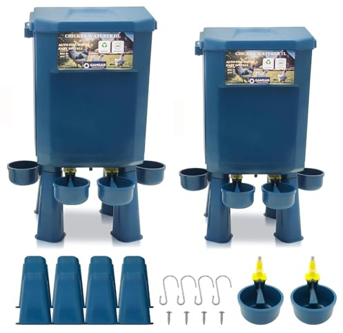 Kit 2 Hühner-Tränken 11L/7L – Wasser sparend, Automatikventil, Null Konflikte in Multi-Gehegen, Anti-Cyanobakterien, Ideal für Mikro-Farmen & Hobbybetriebe, BPA-frei, Langlebige Materialien