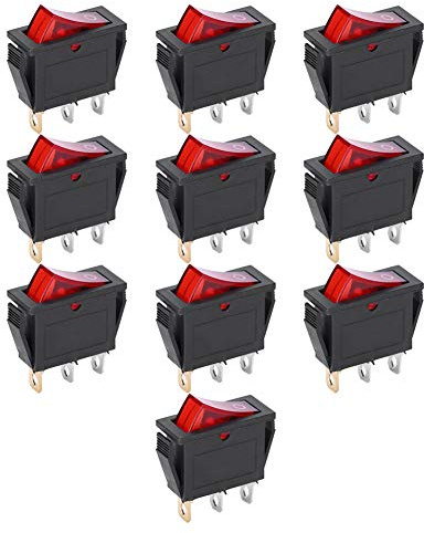 ZJchao Red Rock Lights, Interrupteur Lumineux 10 Pièces, Interrupteur à Bascule à 2 Positions pour Bateau, à Bascule ON/OFF pour Bateau Automatique, Appareils Ménagers
