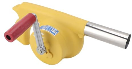 SUNGOOYUE Ventilador de Parrilla con Manivela, Potenciador Eficiente de Potencia de Fuego para Acampar y Asar Al Aire Libre, Soplador de Aire Portátil para Entusiastas de la Parrilla (Yellow)