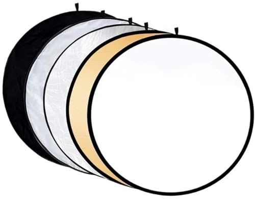 Runder Fotografie-Lichtreflektor, 5-in-1 Faltbarer, tragbarer runder Fotoreflektor, Mehrfarbig, Verschiedene Größen(Reflector-60cm)