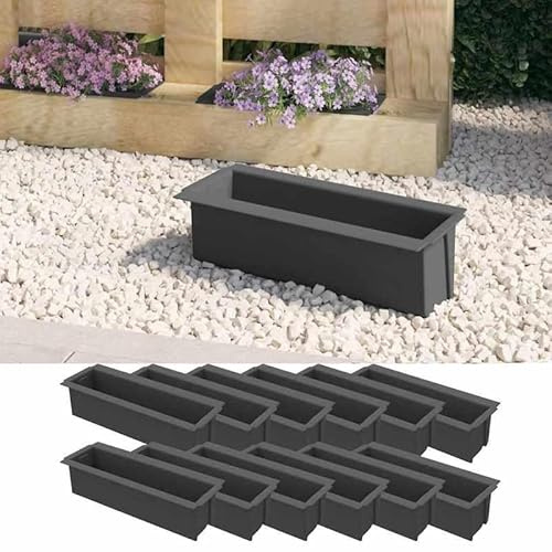 Eleganz Pflanzkasten für Europaletten - 12 Stück Grau 36x13,5x9,5 cm - Gartenpflanzkübel aus 100% Polypropylen - Ideal für Balkon, Terrasse oder Garten - Witterungsbeständig & langlebig