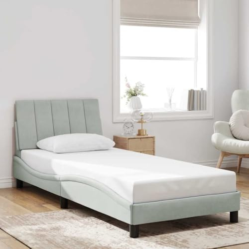 Frdhee Seniorenbett Bett,Bettgestell ohne Matratze Hellgrau 80x200 cm Samt,Schlafbett für kleine Räume