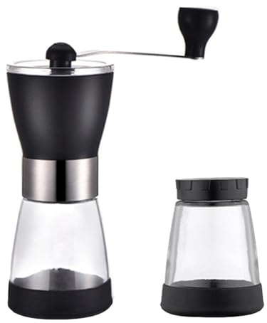 Mobestech Molinillo de Café Manual Muelas de Acero Inoxidable, Frasco de Vidrio Sello Hermético, Portátil para Espresso de Grano y Uso en Viajes y Exteriores
