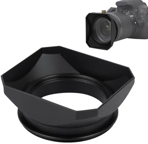 TOPINCN Fyrkantig Motljusskydd för Spegellösa Kameror, Ljussäker och Bärbar Kamera Motljusskydd, Förbättrar Bildkvaliteten för Fotografering, Svart Aluminium, 55 Mm och 58 Mm Alternativ (58)