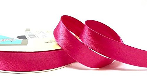 Fuchsia byetsa Satin Falte 18 mm Schrägband auf einer 25 m Rolle
