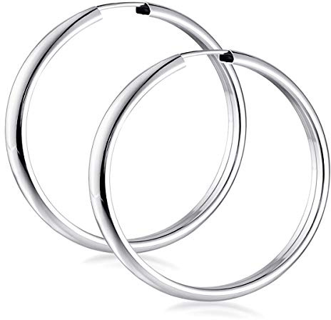 Creolen Silber 925 Damen Ø 40mm Damen Ohrringe rund mit Schmuck Etui SO-131 | 4mm breite Kreolen aus hautverträglichem Sterlingsilber für Frauen und Teenager von MATERIA by Matthias Wagner