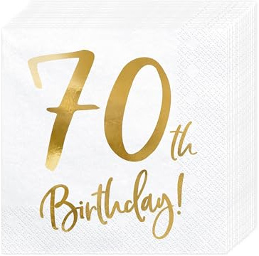 Servietten 70. Geburtstag Weiß Gold – 20 Stück 3-lagig | Papierservietten 33x33 cm für Männer, Frauen, Oma & Opa – elegante Tischdeko zum 70. Geburtstag