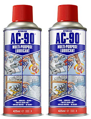 PACK OF 2 Action Can AC-90 Multi Purpose Lubricant Maintenance Rust Protection Spray 425ml Cleans, Degreasers, Protects From Rust, The all in solution in a can