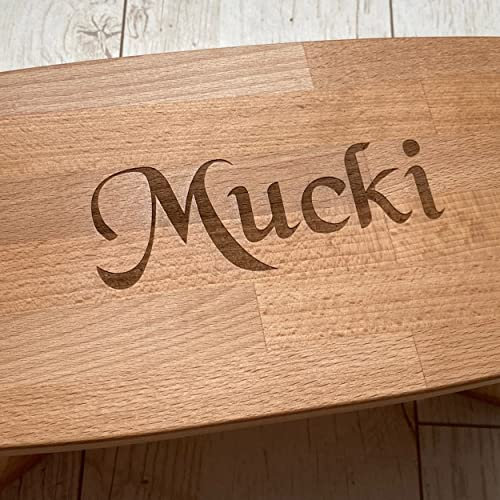 WoodBi Schemel für Kinder aus Holz mit Gravur, Kleiner Kinderschemel, Holzhocker aus Massivholz, Sitzhöhe 20cm