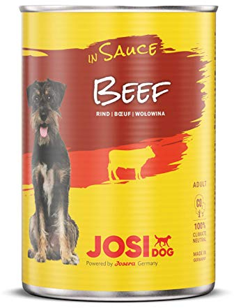 JosiDog Beef in Sauce (12 x 415 g) | Nassfutter in Sauce mit Rind | für ausgewachsene Hunde | Hundefutter | powered by JOSERA