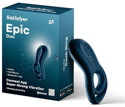 Satisfyer Epic Duo Connect App Penisring | Wasserdicht (IPX7) | Erotik | Bluetooth Cockring für Penis und Hoden Stimulation | Aus hochwertigem Silikon | Sexspielzeug | Mehrere Vibrationsprogramme