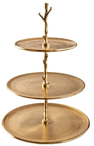 Etagere ABSTRACT - 50cm - gold - Metall-Aluminium-Legierung Unikat | Handgefertigt, 3 Etagen, Hammerschlag, pflegeleichte Oberfläche, Eyecatcher, Schmuckständer