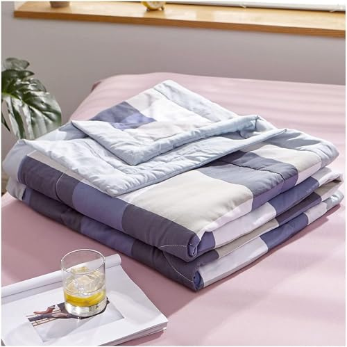DSXH Sommer Bettdecke aus Gewaschene Baumwolle, Dünne Steppdecke für Einzelbett, Wendedesign Sommerbettdecken ohne bezug nutzbar, Leichte & Weiche Sommerdecke (A, 150x200cm)