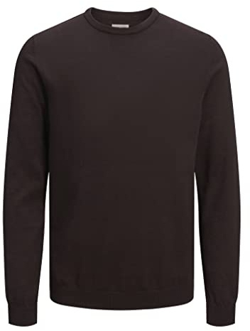 JACK & JONES Suéter de Punto Masculino con Cuello Redondo Color sólido Jersey de Punto con Cuello Redondo, Marrón (Mulch), M