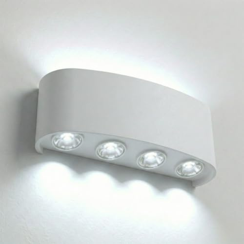 MAKA Applique da Esterno Interno Led da Parete 24W Lampade da Muro Plafoniera Moderna Luci Up Down 2400 Lumen Ip65 Impermeabile Fascio Luce Durata Illuminazione 40 mila ore (Bianco, 6500K)