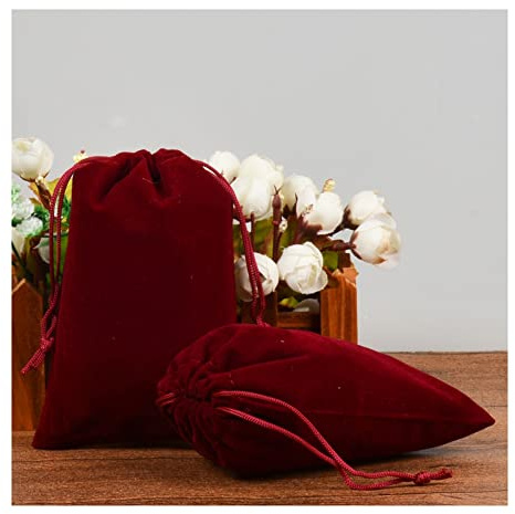 Yurosiay 10 Stück 15×20cm Samtbeutel Mit Kordelzug Weicher Schmuckbeutel Samt Geschenksäckchen Samt Süßigkeitenbeutel Kordelzugbeutel Samt Samtsäckchen für Schmuck Hochzeit Party Rotwein
