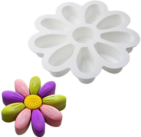 DUBENS Sonnenblumen Backform, Blumenmuster Silikon Backform, Kuchenform, Blumenkuchen Backzubehör, Geschenke zum Kindertag und Weihnachten für Bäcker, Mama, Tochter und Freunde