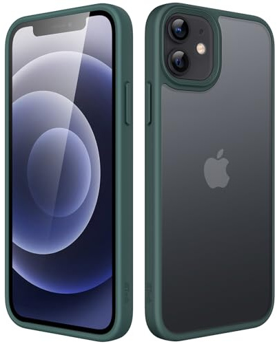 JETech Matte Hülle für iPhone 12 mini, Dunkelgrün | Robuster Schutz, Matte Rückseite, Anti-Fingerabdruck, Stoßfestes Design