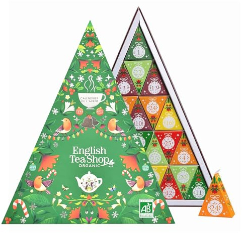 English Tea Shop – Calendrier de l’Avent thé et infusions biologiques Triangle vert – 25 sachets à découvrir – Coffret cadeau de Noël