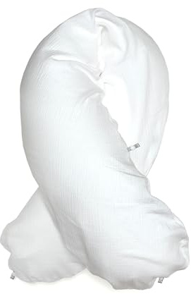 Blausberg Baby - Musselin Stillkissen-BEZUG 190x38cm mit Nestbau-Funktion, z.B. für Theraline - Materialien Oeko-TEX Standard Zertifiziert - Made in Germany (Weiß)