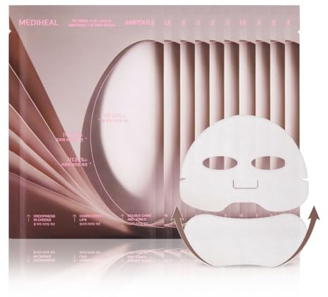 Mediheal Retinol Collagen Ampoule Lifting Mask (10 Counts) forV Line Mask, Anti-Aging - Helps Reduce Fine Lines & Wrinkles, and Smoothens Skin