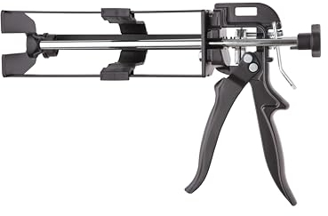 VERLINGER Kartuschenpresse Für Epoxidkleber Massen, Silikonpistole Silikonspritze Kartuschenpistole Universell 400 ml 2:1 1:1, Schubverhältnis 26:1, Kraft 4500N, Aluminium Metall Schwarz Pro