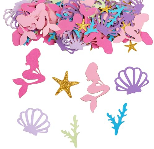 100 Pcs Girls Birthday Party Table Confetti Mermaid Party Sprinkle Decoration Glitter Table Scatter for Girls Birthday Party or Baby Shower