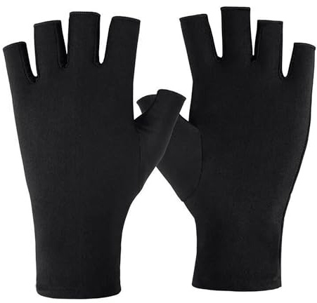 EUZUXU UV Protection Gloves for Nails, Professional Manicure Gloves Anti-UV Protection Fingerless Glove, for Cycling Driving Fishing Fitness (Black)