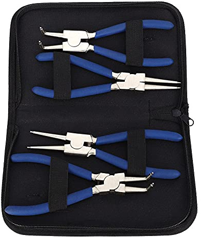 Segeringen Zangen Set, 7-Zoll-Set mit 4 Sprengringzangen Innen-Außen-Sicherungsringzange mit Gerader Gebogener Spitze