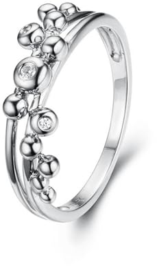 Wycian Verlobungsring Mit Gravur, Verlobungsring Platin Damen 9 Karat Weißgold 9K Größe 58 (18.5) Moissanit Rundschliff Weiß Gravur Für Valentinstag