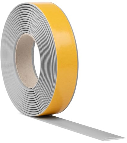 Quest Övergångsprofil självhäftande 5 m – PVC övergångslist, övergångsskena, täcklist, golvlist, utjämningsprofil – grå, 35 mm