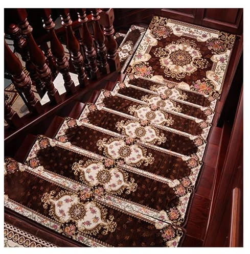 WJLYDM Stufenmatten 1pcs European Home Stair Mats Self-Adhesive Stepping Mats Non-Slip Mats Solid Wood Staircase Protect Carpet Floor Mats FüR Treppen(165 Coffee)