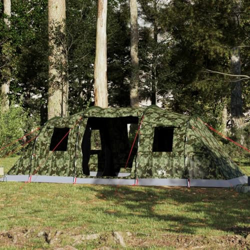 Homgoday Tunnel-Familienzelt 6 Personen Tunnelzelt Familienzelt Campingzelt Gruppenzelt Gartenzelt Zelt für Camping Reise Trekking Garten Camouflage Wasserdicht