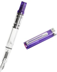 TWSBI Penna Stilografica Eco Trasparente Viola, Caricamento a Stantuffo, Pennino Acciaio F/M, 13 cm