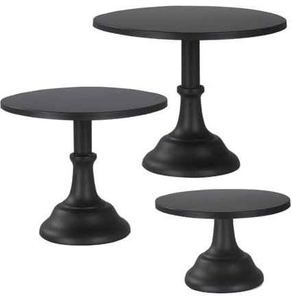 Krytavo Support à Gâteau 3 Pièces, Support à Gâteau, Supports à Gâteaux Hauts pour Table à Dessert, Affichage Parfait pour la Fête de Remise des Diplômes de Mariage, Noir, Installation