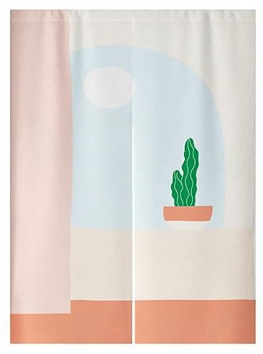 Türvorhang Kaktus Grün Rosa Küchenvorhänge Polyester Raumteiler Vorhang Waschbar Vorhänge Kurz Küchenvorhang Langlebig Fliegenvorhang Terrassentür tür Vorhang Verdickung Vorhang Tür 70x150cm