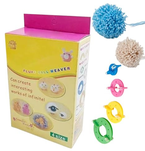 Ghjkldha Maker-Set mit 4 Größen für Garn Wolle Flaum Bälle Basteln, Stricken, Häkelwerkzeuge für Dekorationen, perfekt für Kinder, Erwachsene, und Mädchen, um Pompons für Hüte zu machen