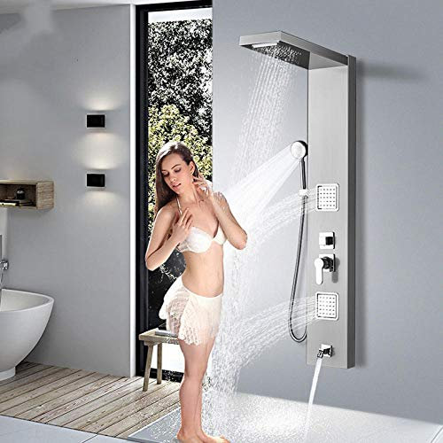 asdchZen Colonne De Douche De Bain Pommeau De Douche À Effet Pluie Cascade Mitigeur À 5 Voies Jets De Massage Ensemble De Robinet De Douche De Salle De Bain