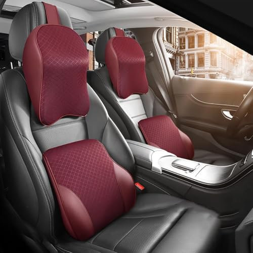 LccYanAi Für Hyundai i30 Kombi PD GD FD 2017-2025 Autositz Lordosenstütze Rückenstütze Nackenstütze Kopfstütze Kopfkissen Lendenkissen Stützkissen.,D-Red A Pair