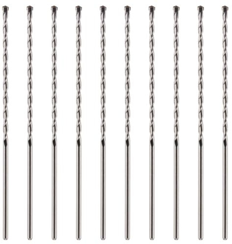 10 Pack Of 10mm x 300mm Long TCT Masonry Drill Bits – For Concrete, Brick, Stone, Porcelain Ceramic Tiles Plastic Wood – Masonry Drill Bits Set For Standard Rotary Drills & Hammer Drills (NOT SDS)