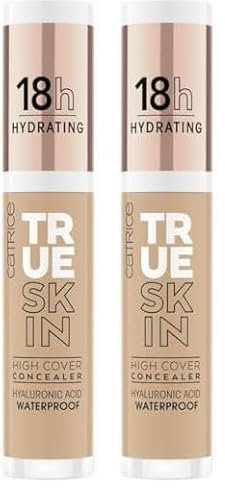 Catrice True Skin High Cover Concealer, Nr. 060, Nude, Anti-Pickel, feuchtigkeitsspendend, natürlich, für trockene Haut, vegan, ölfrei, wasserfest, ohne Alkohol, 2er Pack (4.5ml)