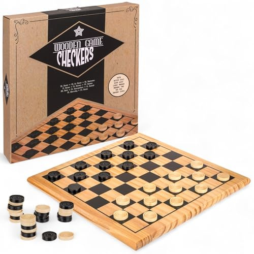 MIJOMA Holz Brettspiel Dame | Klassisches Spiel aus Holz, ca. 28,5x28,5 cm, Denkspiel