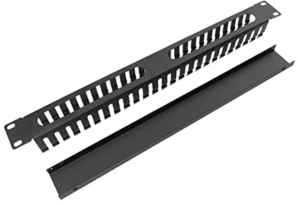 IWOWHERO Organizador De Cables Metal 24 Puertos 19 Pulgadas Montaje Bastidor, Administrador De Cables Profesional para Gestión Rack Servidores, Uso Oficina y Hogar, Color Metálico