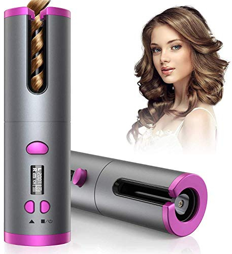 Mr. Gadget's Solutions Cordless Hair Curler Wand – Auto Rotating, Heat Adjustable, Anti-Tangle Design