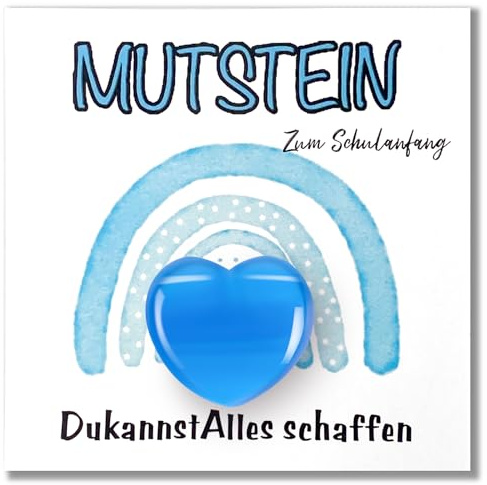 TianYueXi Mutstein für Kinder Einschulung (ca. 3 cm) - Schulkind Mutstein 2026, Schultüte Füllung Schulanfang Geschenk Glücksbringer mit Grußkarte Geschenkbox